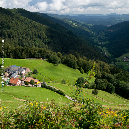 Vue vers Sainte-Marie aux Mines (d'argent) depuis le col des Bagenelles. C'est tout prs de La Vancelle.