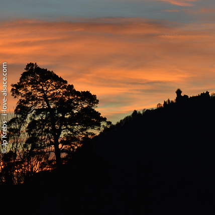 The castle Haut Koenigsbourg seen from the window of our apartment The Mountain Hiker in La Vancelle